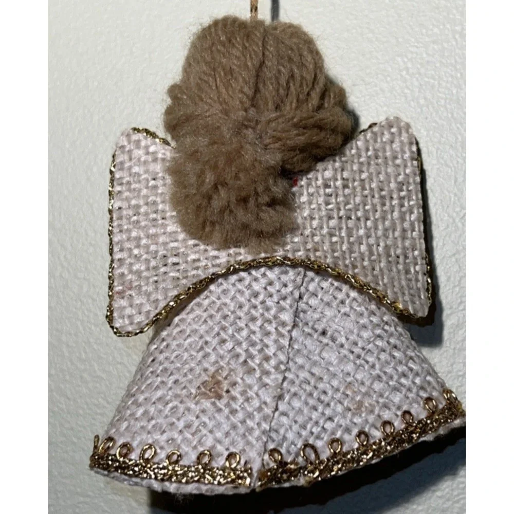 Vintage German Angel Burlap+Paper Mache' Christmas Candy Container Ornaments Lot